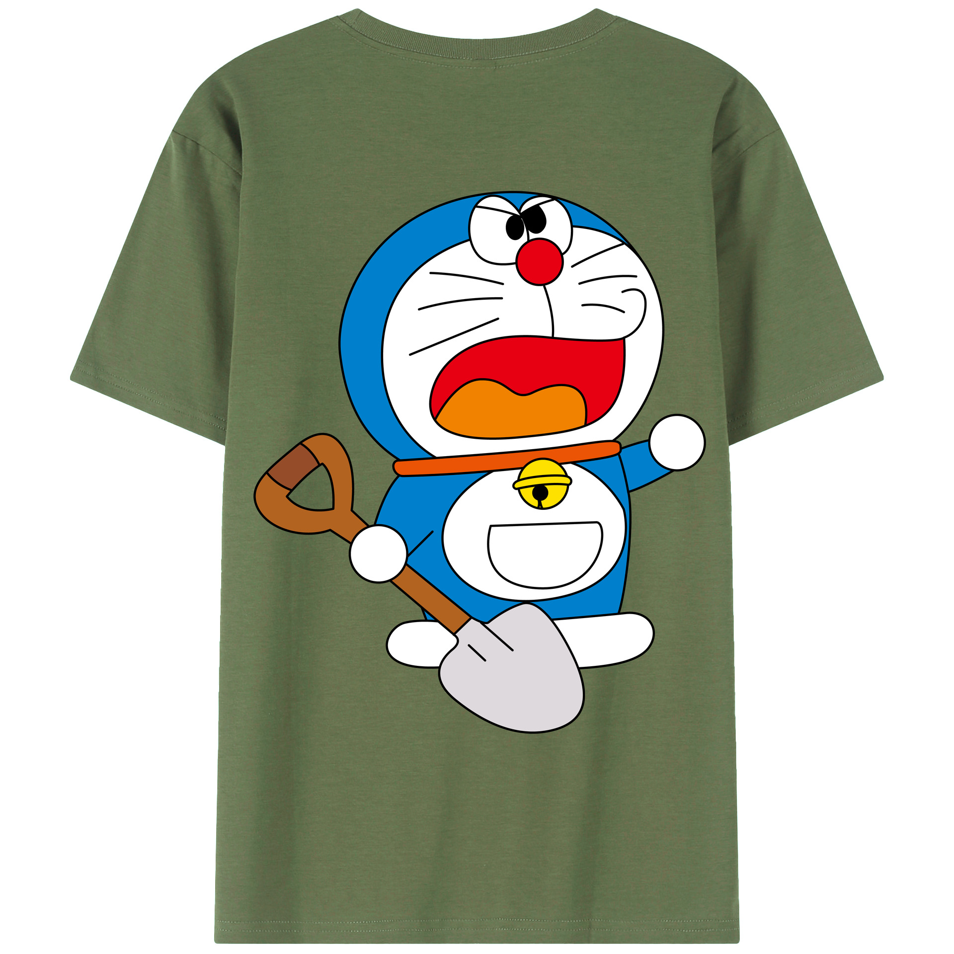 （画像用） ドラえもん Doraemon 綿100％ メンズ半袖Tシャツ（バックプリント） 通気性